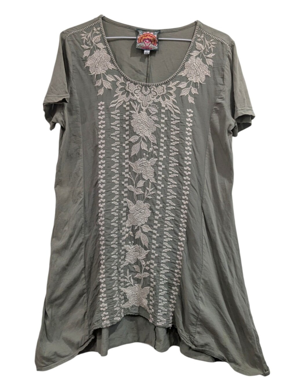Johnny Was Letty Green Embroidered Women's Top Tunic Blouse Boho Design Medium - Picture 3 of 7